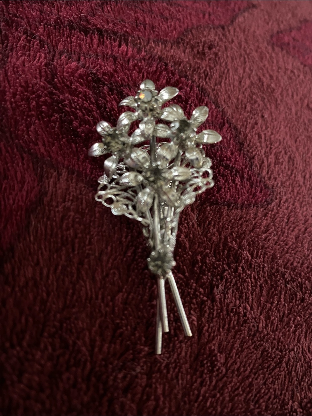 Vintage Silver Floral Bouquet Brooch
